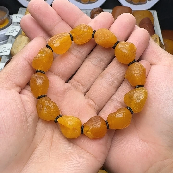 琥珀未镶嵌裸石天然蜜蜡手串