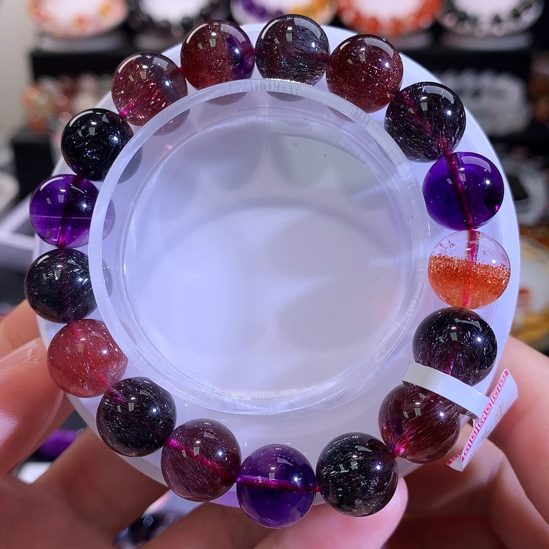 未镶嵌水晶手链满矿黑加仑超七11.5+