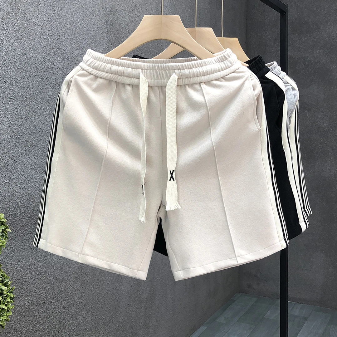 简约杏色运动短裤男款夏天外穿五分裤2025夏季新款男士潮牌大裤衩