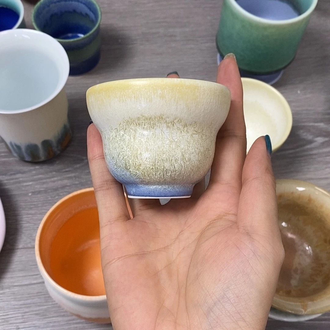 猫***记景德镇高温颜色釉茶杯