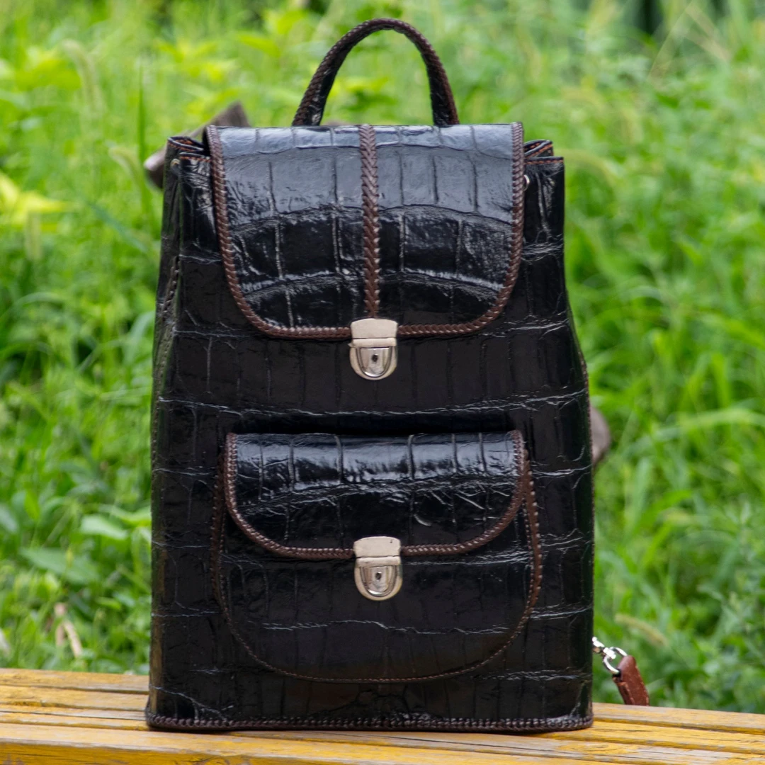 皮都守艺人欧美时尚百搭真皮多功能个性纯手工鳄鱼斜跨手拎旅行包