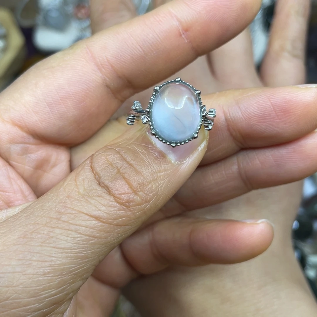 【闪购商品】银S925镶嵌珠宝半成品水晶戒指