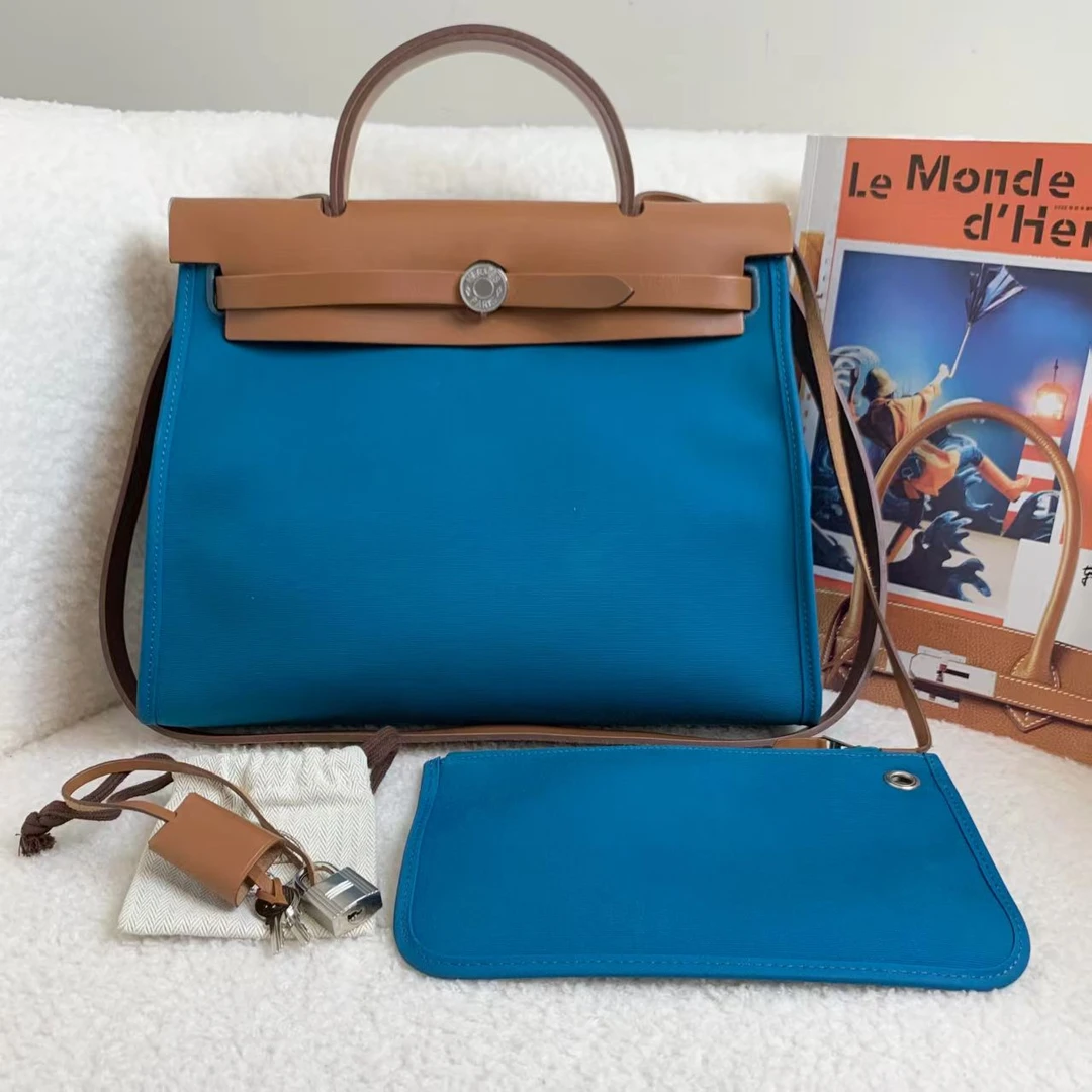 99新 Hermes/爱马仕 壹臻/蓝色银扣herbag31 y刻 94926517