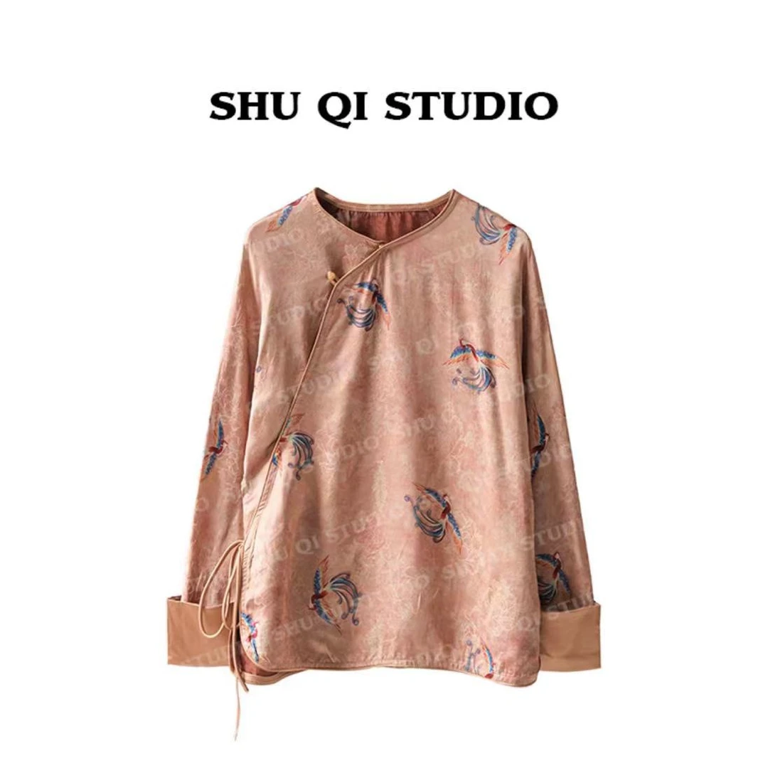 琳琳专属1店【凤凰】新中式国风衬衫气质显瘦斜襟时尚长袖百搭