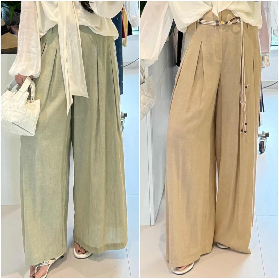 QC李潇洒【亚麻裤】微胖夏季慵懒风宽松阔腿长裤亚麻老钱休闲裤