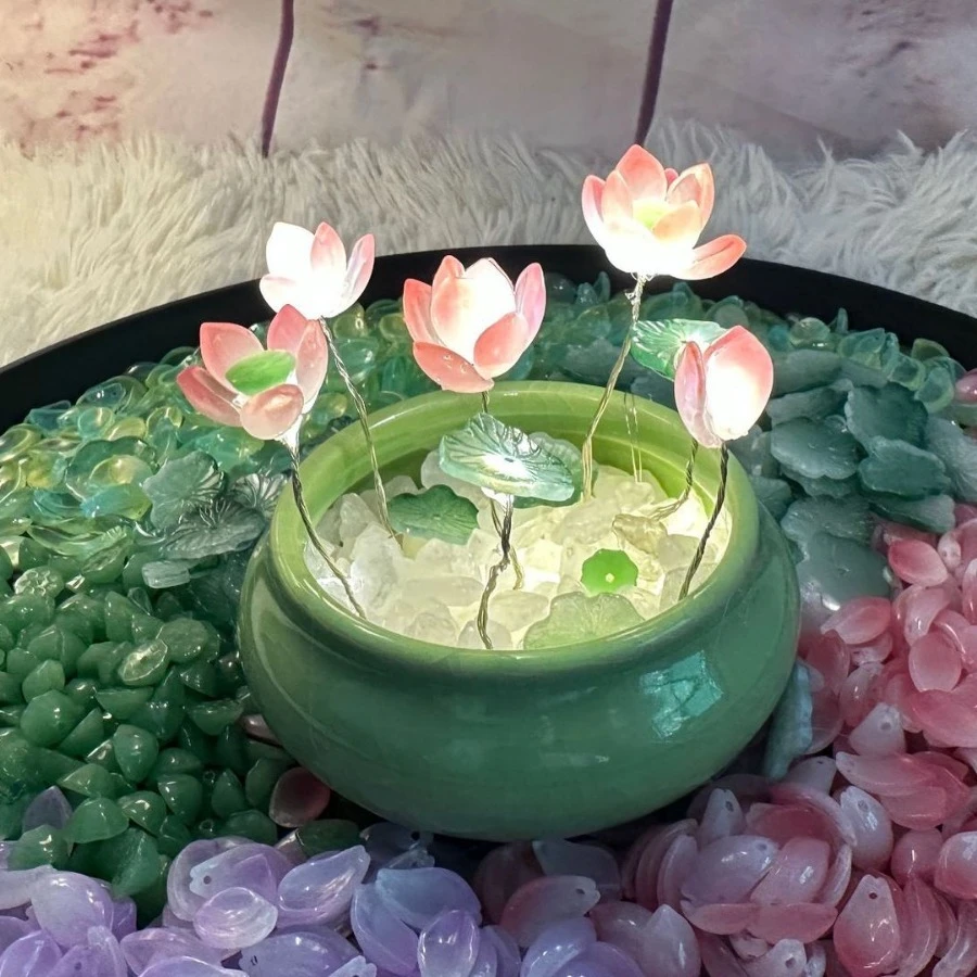 手工diy荷花小夜灯材料包手作创意摆件送闺蜜好友生日礼物
