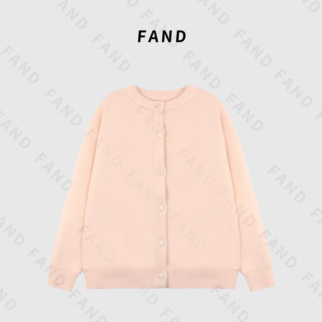 FAND品牌【蜜桃乌龙】秋冬时尚加厚保暖宽松纯色圆领开衫外套毛衣