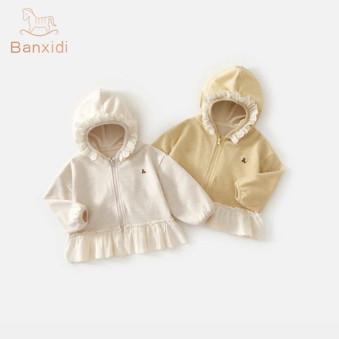 班喜迪女童外套秋装新款宝宝洋气公主连帽上衣秋季儿童衣服小童装
