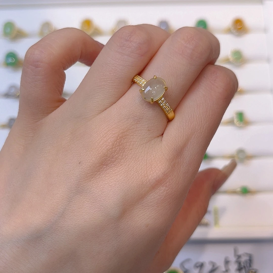 翡翠戒指银S925镶嵌