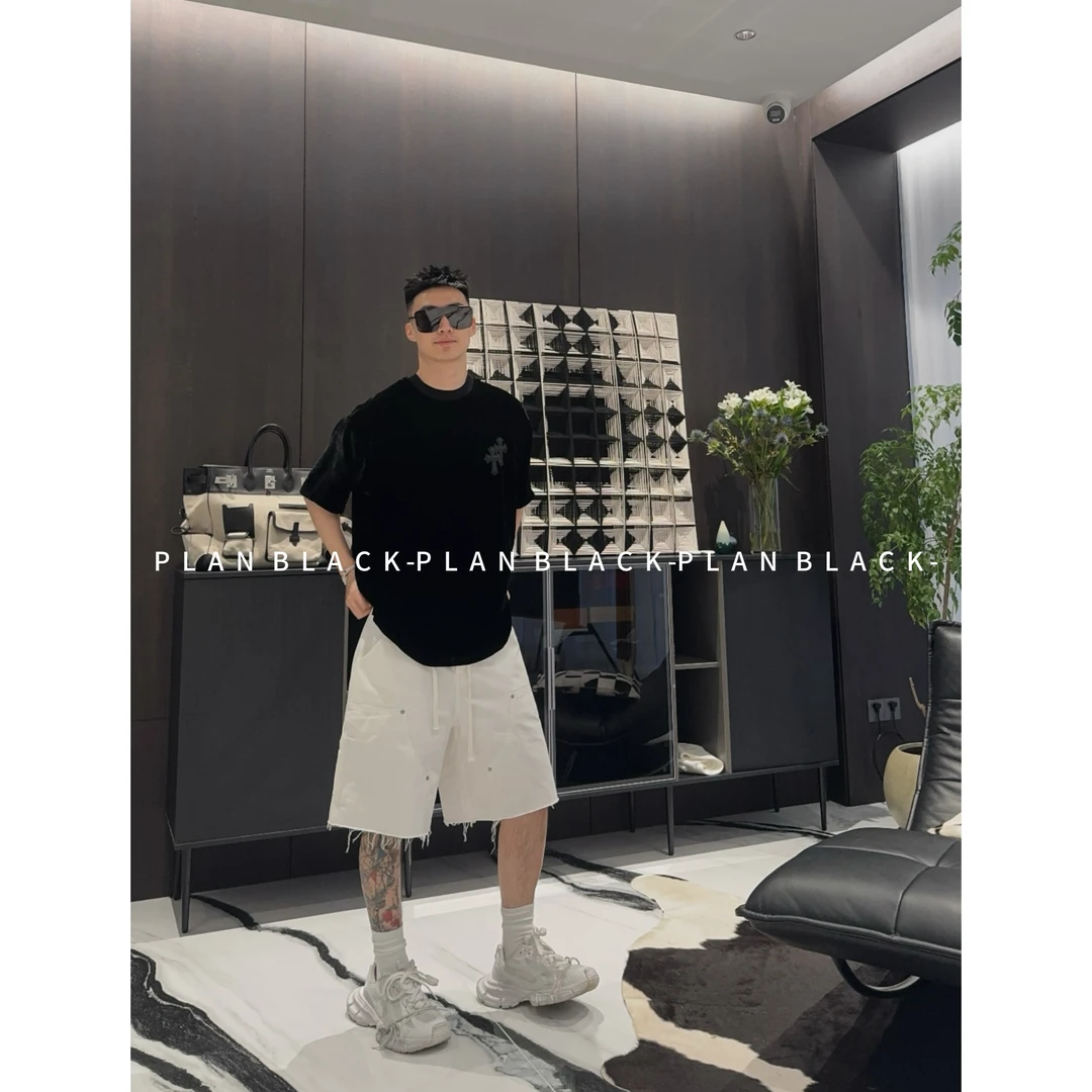 RICH陈发财【黑标丝绒】暗戳的高级！情侣款氛围感小领口T恤6958