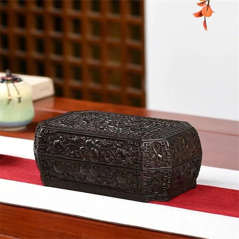 大红酸枝红木干果盒珠宝文玩收纳盒实木质中式复古高端手镯饰品盒
