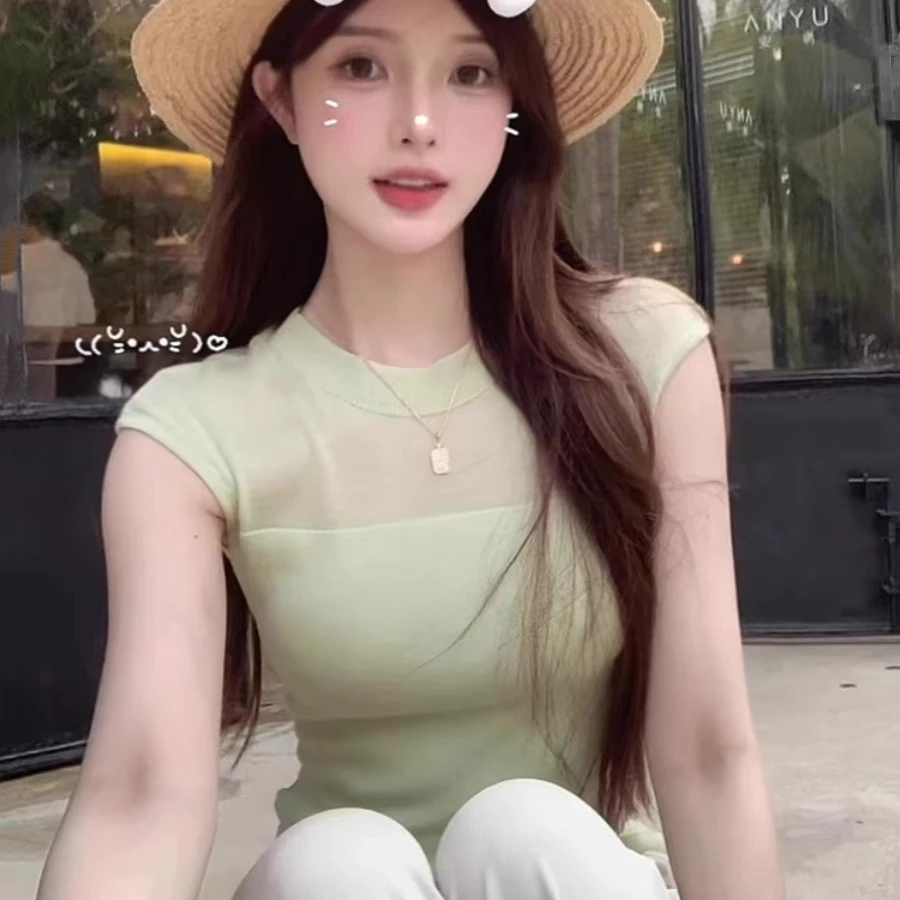 镂空无袖背心上衣女法式外穿2024新款夏设计感小众小半高领针织衫