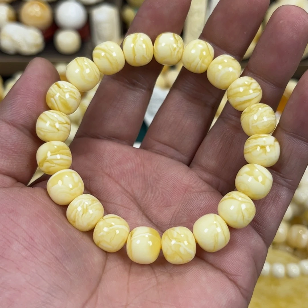 琥珀手链未镶嵌嘞*刘同料焦皮白虎皮老邢手串11mm15.9