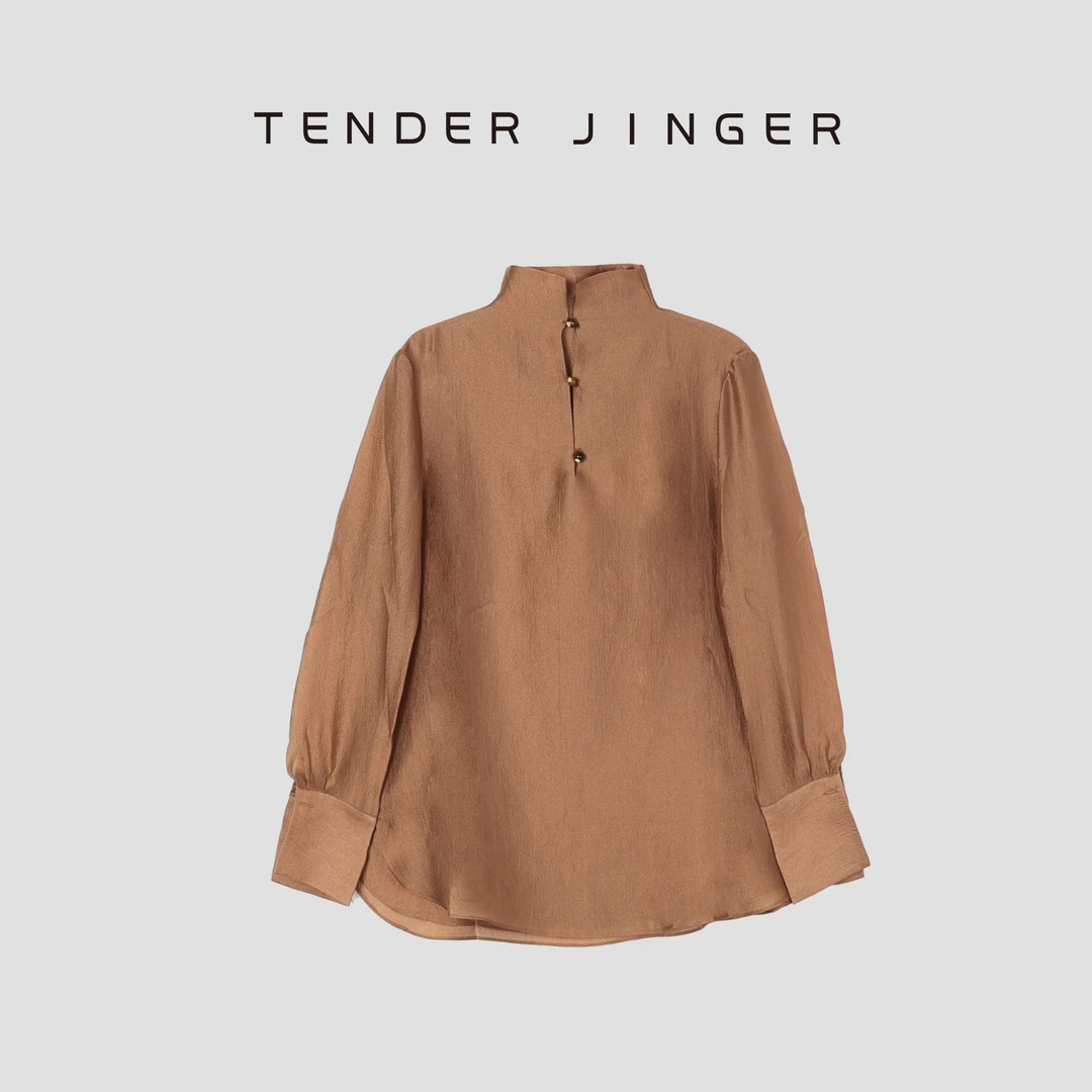 Tender Jinger国风复古长袖立领双层开叉上衣薄款T51YMS80203
