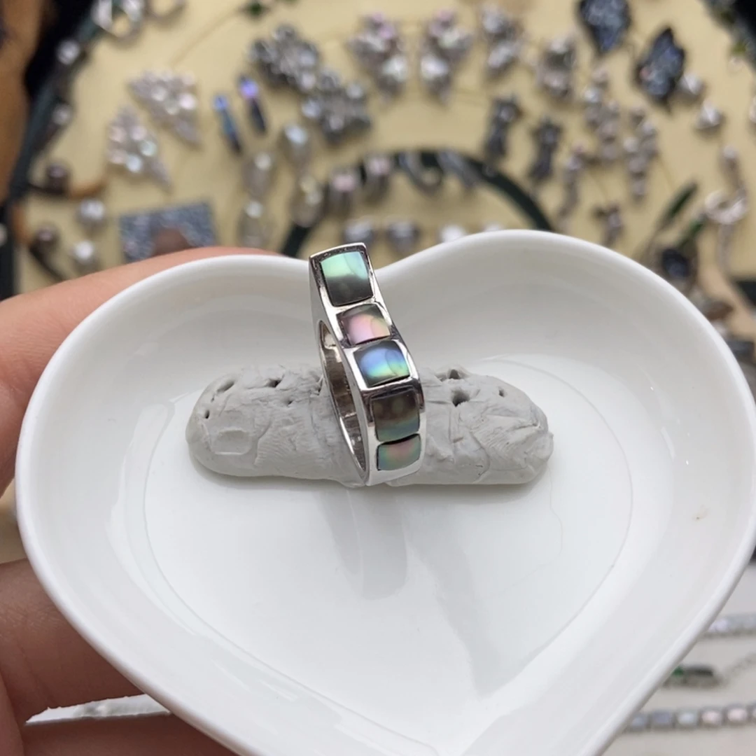 海水珍珠画框银S925镶嵌辣色大溪地水波浪戒指