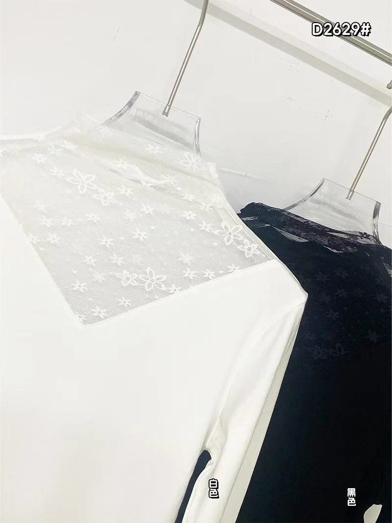 【自由秀】2629蕾丝领精梳棉打底衫
