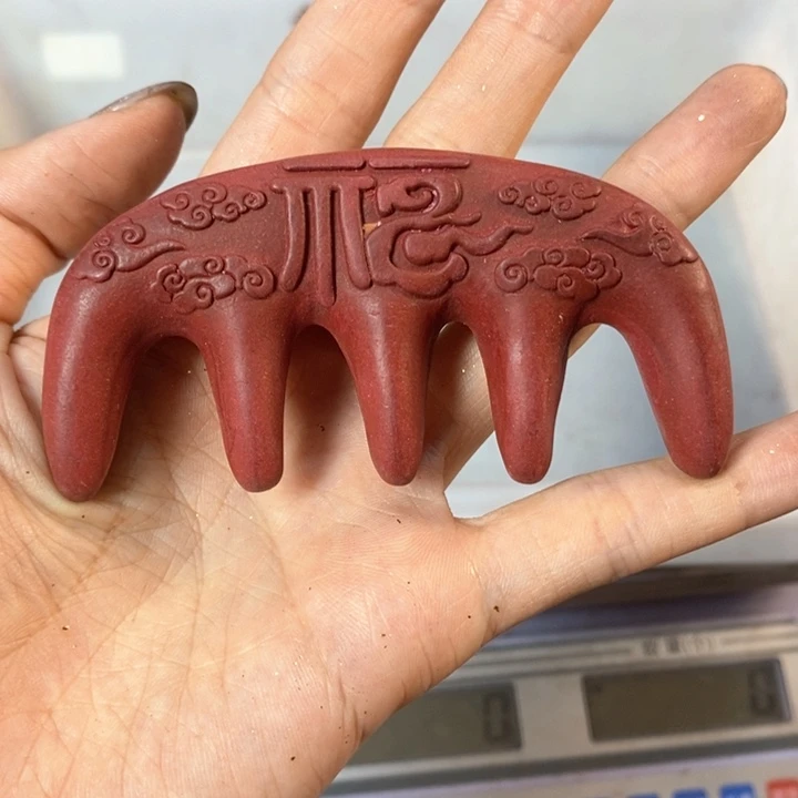 泥塑百花麝香福字祥云合香梳（微瑕）