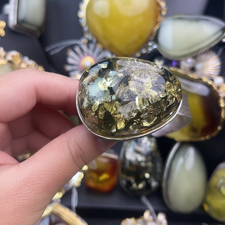 琥珀银S925镶嵌裸石