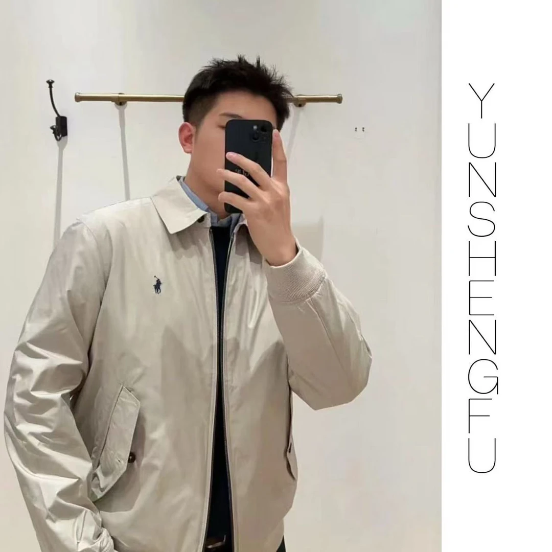 YUNSHENGFU*【R22】明星同款小马老钱风工装哈灵顿防水外套