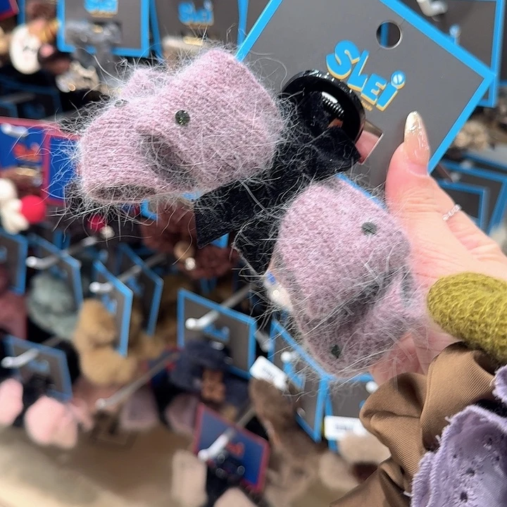 黑色丝绒蝴蝶结紫色抓夹