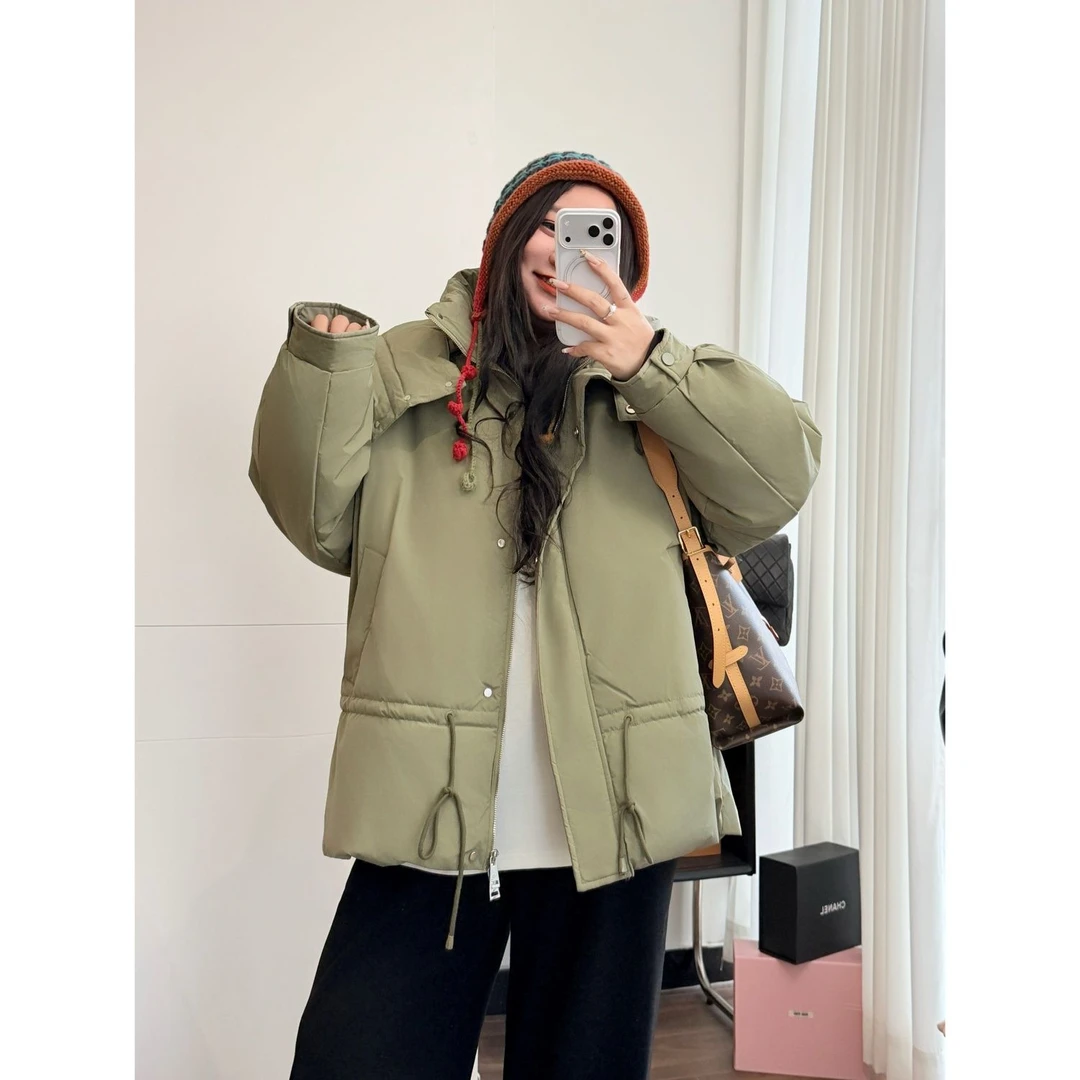 花契“轻甜贝果”大码女装冬季宽松200斤胖mm加厚保暖棉服14084-H