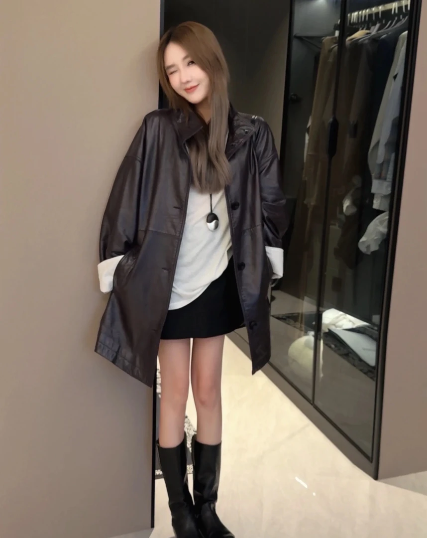 AMAZING IN | 100%绵羊皮 | 中长款皮衣外套 A250906-AI59CTJ2501