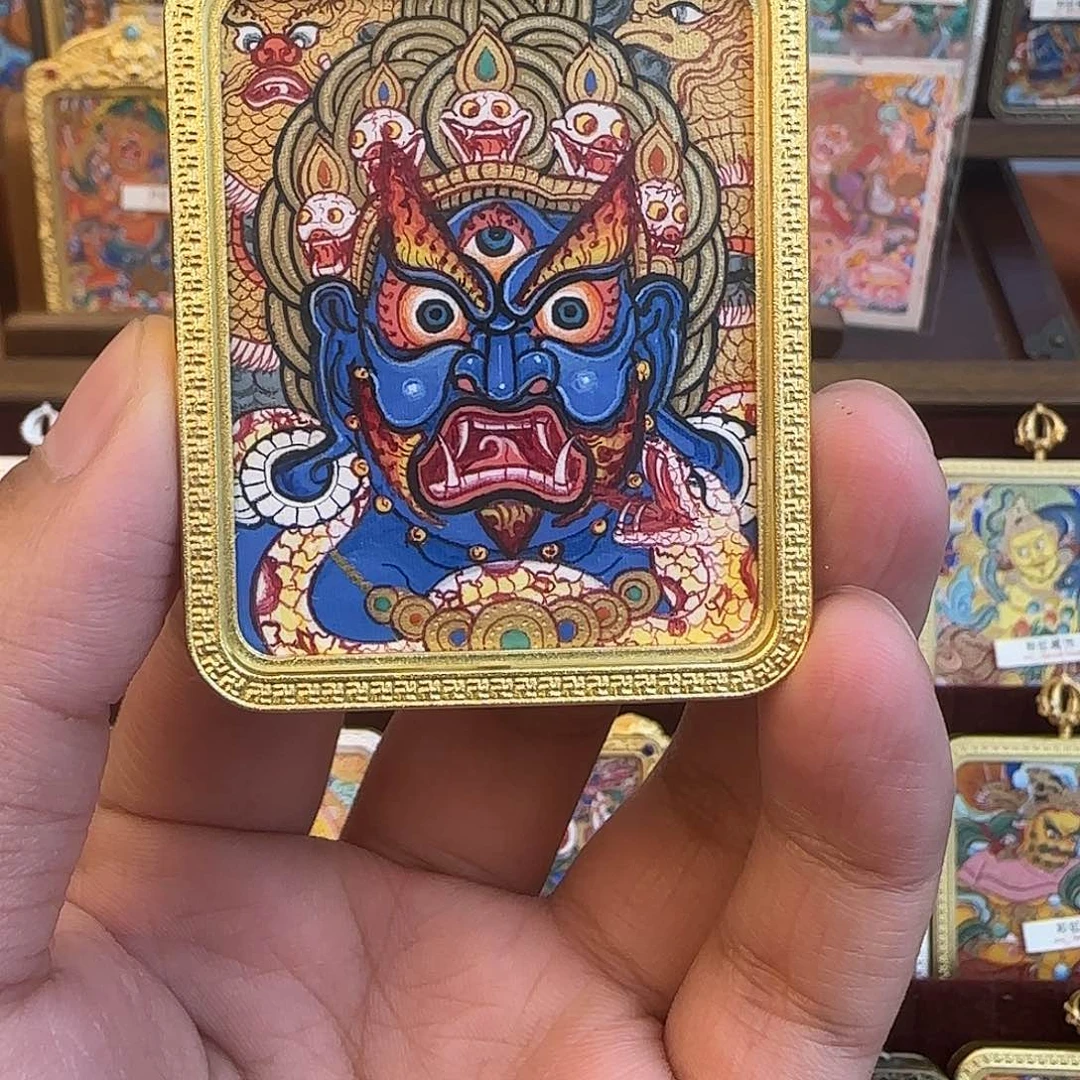 吊坠热贡纯手绘唐卡艺术大黑天