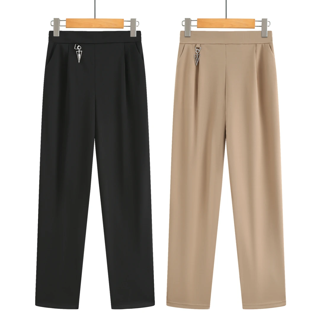 妈妈装长裤春夏秋季松紧腰女裤中老年薄款高腰直筒春装通勤休闲裤