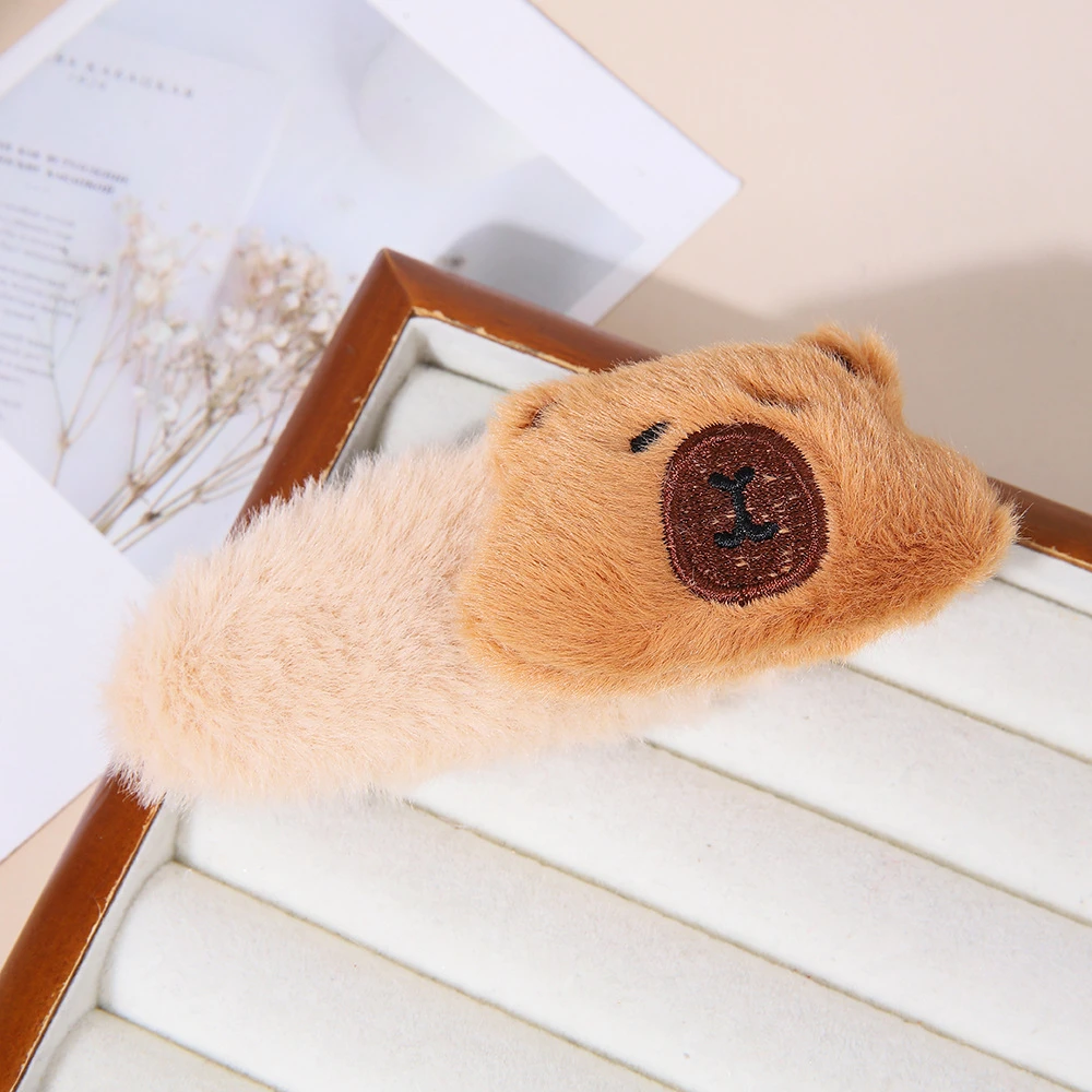 卡皮巴拉BB夹女毛绒夹子头饰毛茸茸水豚发夹发饰头饰