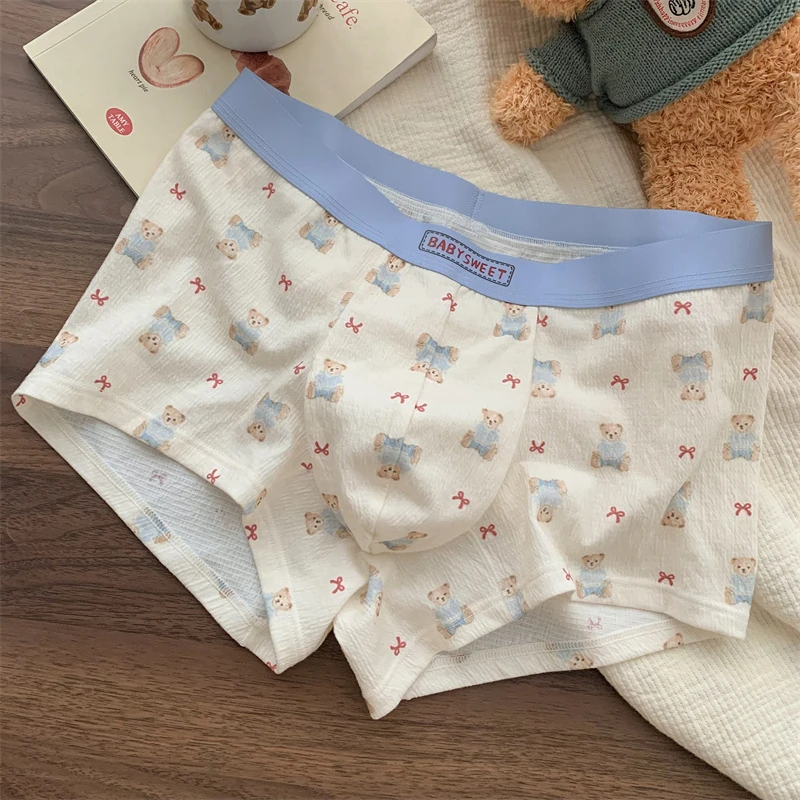 男士可爱卡通四角短裤透气男生宽松内裤男2025新款爆款夏季平角裤