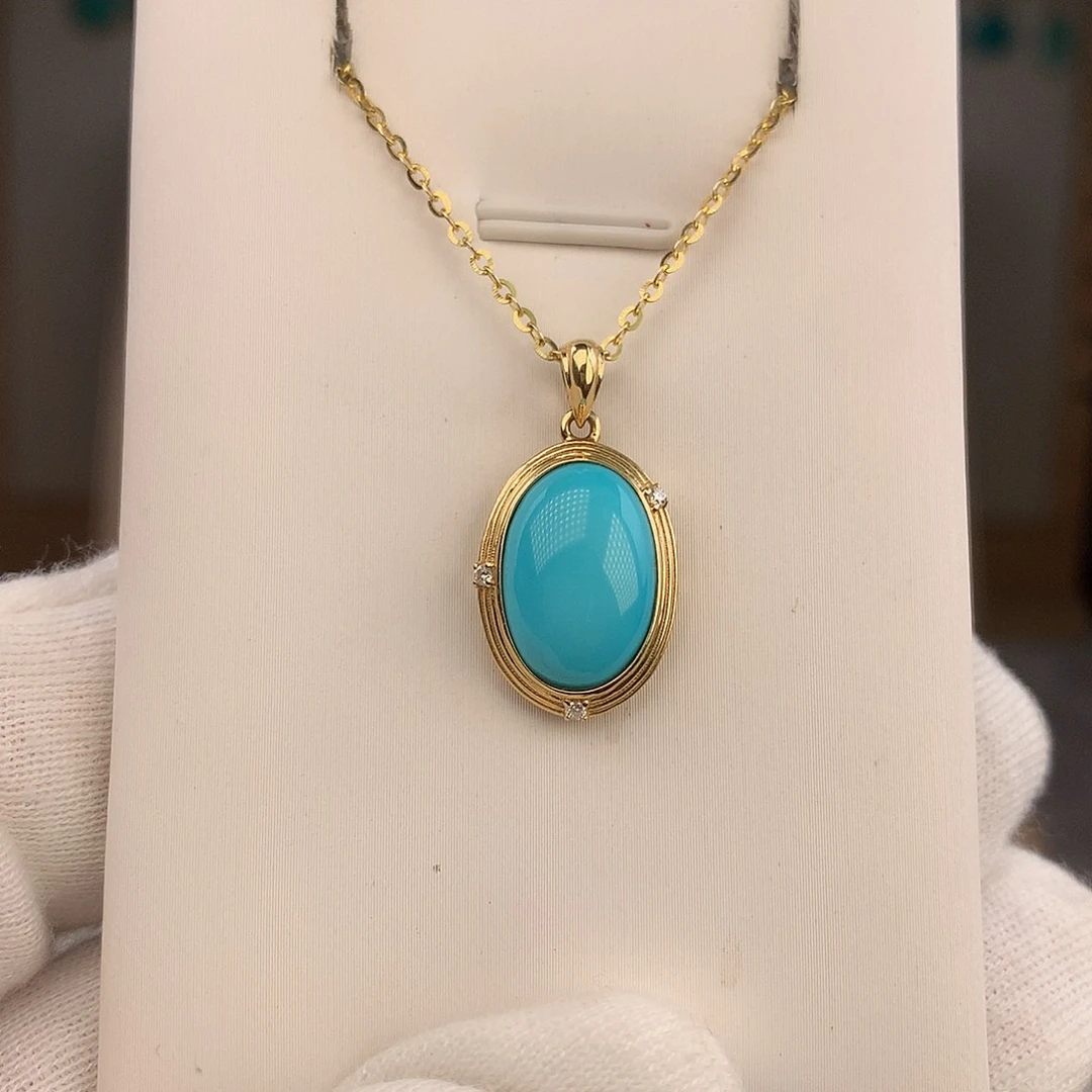 绿松石18K金镶嵌吊坠(不含链)