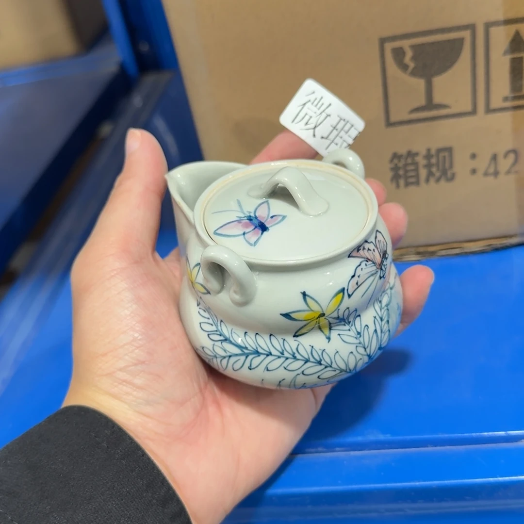 釉下手绘茶具微瑕