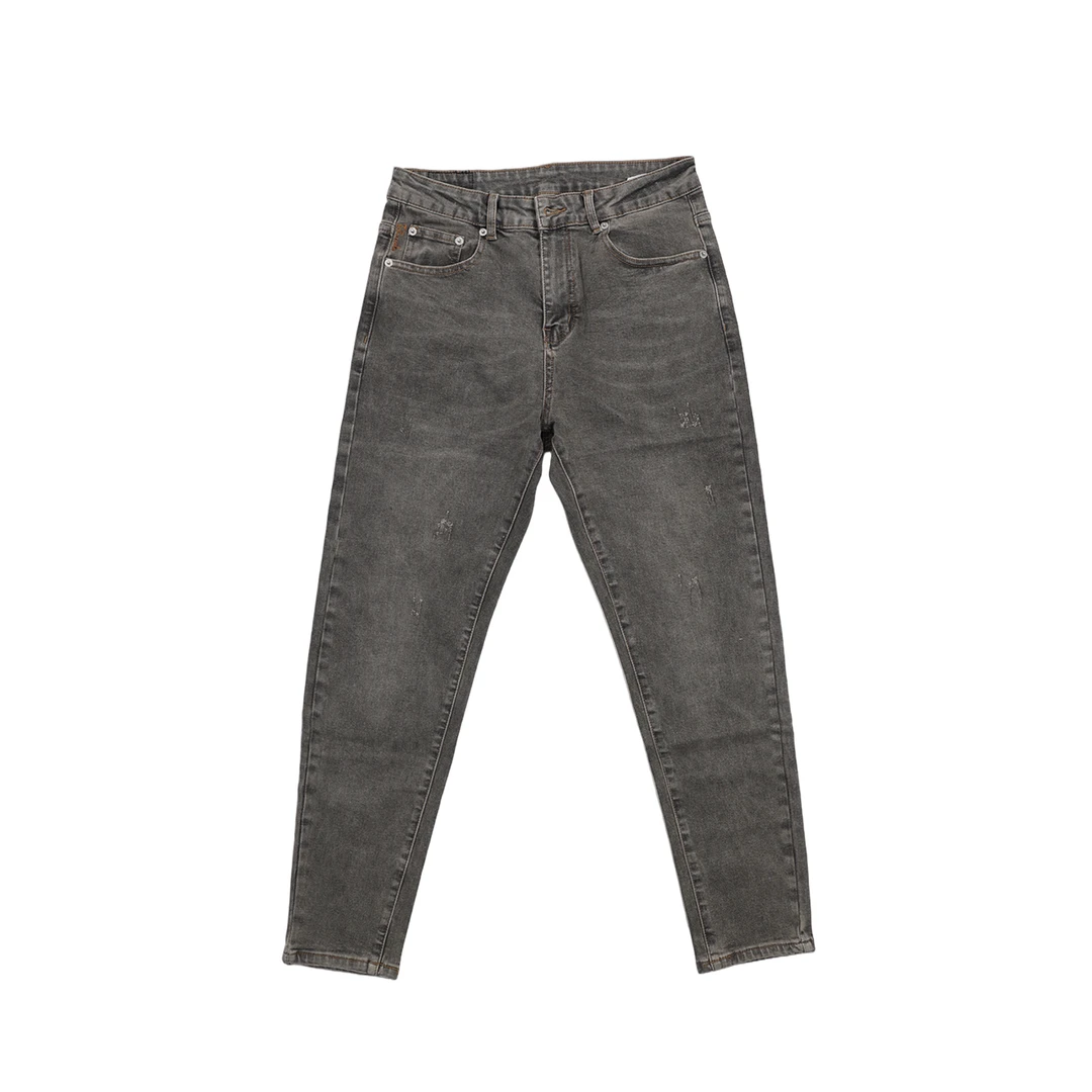 09-6108春季新款美式复古灰色牛仔裤男潮牌修身休闲小脚长裤子潮