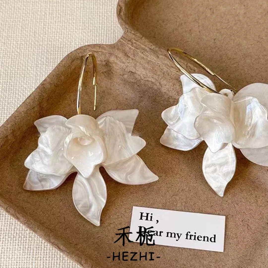 铜合金合成锆石耳饰 植物花卉日韩复古/宫廷优雅耳环时尚复古气质