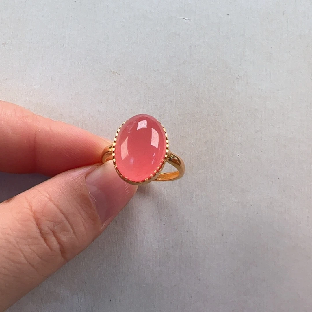 菱锰矿（红纹石）银S925镶嵌戒指大*板