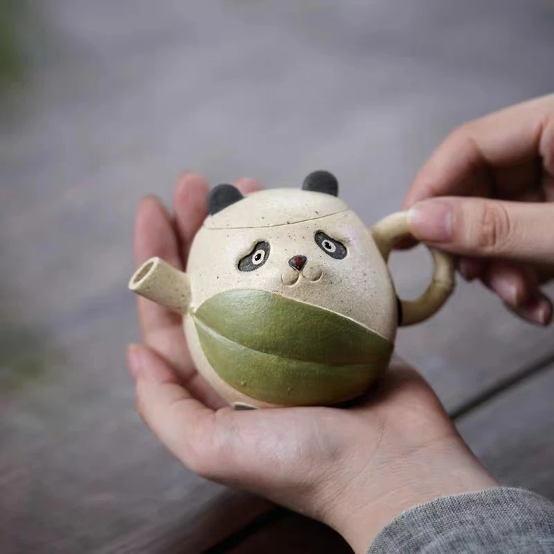 HB正宗宜兴小容量紫砂壶原矿白段小品熊猫壶一人功夫茶壶茶具礼品