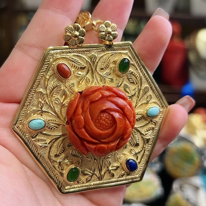 玛瑙颈饰银S925镶嵌古风