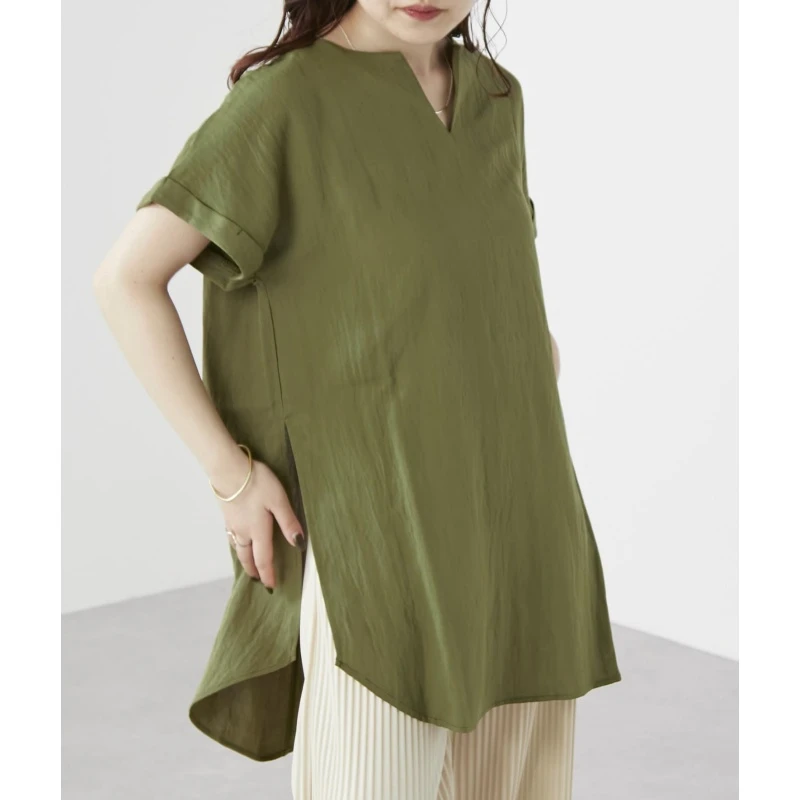 【Montendre】 夏季新款 M 显瘦慵懒休闲纯色宽松中长款上衣