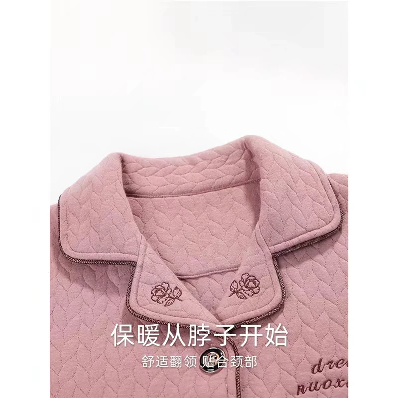 棉睡衣女款春秋加厚家居服秋冬季薄夹棉套装2025新款可外穿