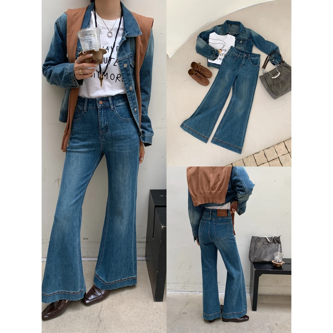 【NO退NO换】鑫燃KIKI 时尚高级感水洗喇叭牛仔裤 61153 MX【F】