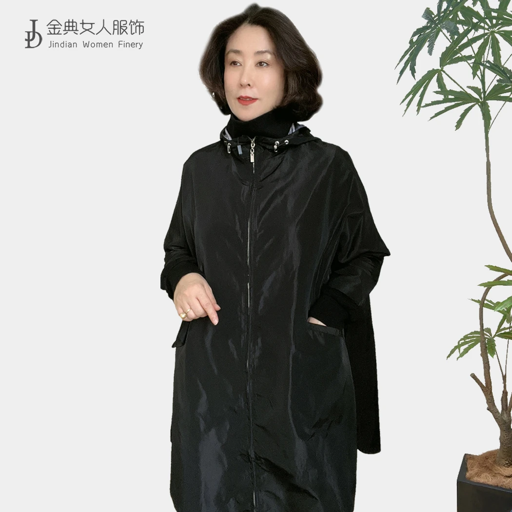 【直播专属】高版本连帽阔版风衣外套    显瘦休闲女中长款外搭1579