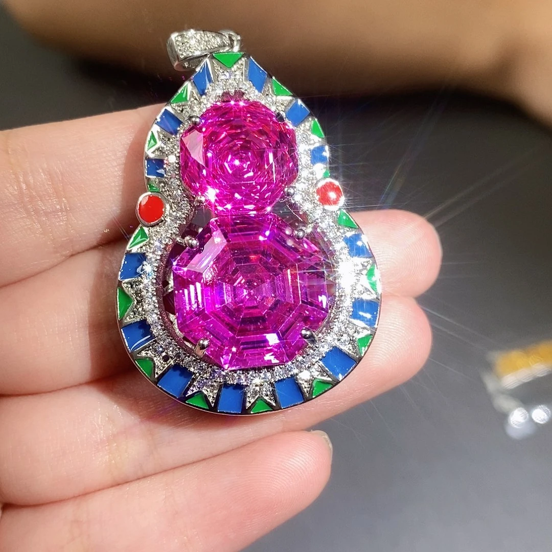 铁合金花岗石葫芦紫镂空吊坠