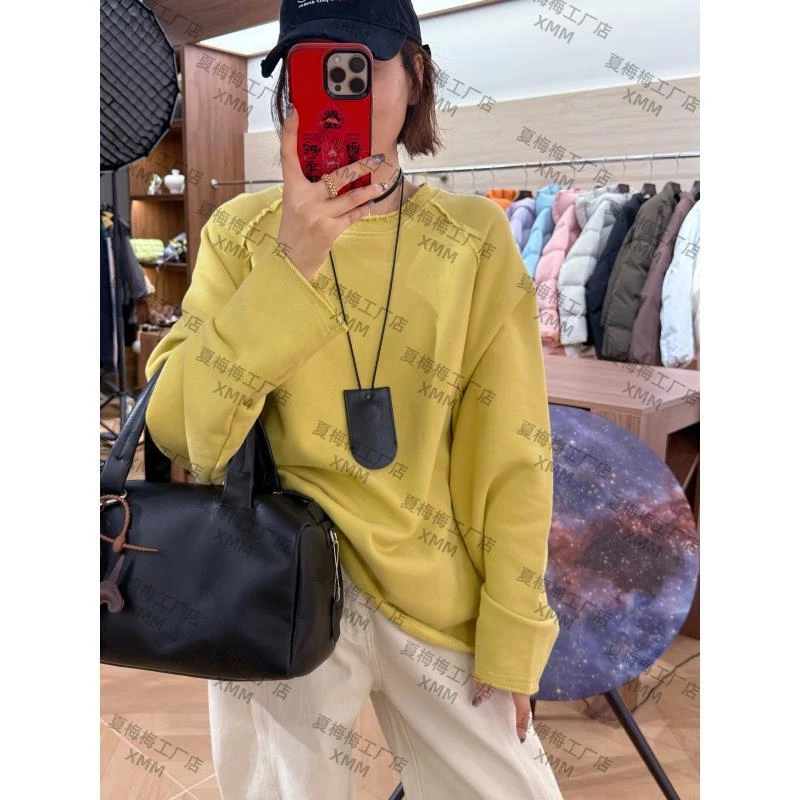 XMM.【百分百棉毛边加绒糖果色卫衣】时尚百搭宽松纯色潮流秋H88111