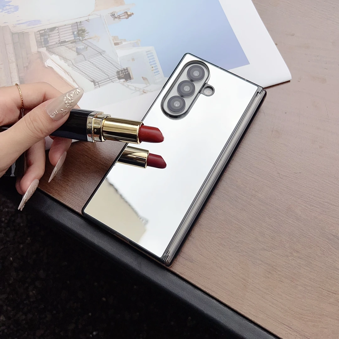 适用于三星zfold7手机壳双中轴zfold6镜子保护套fold5铰链超薄女