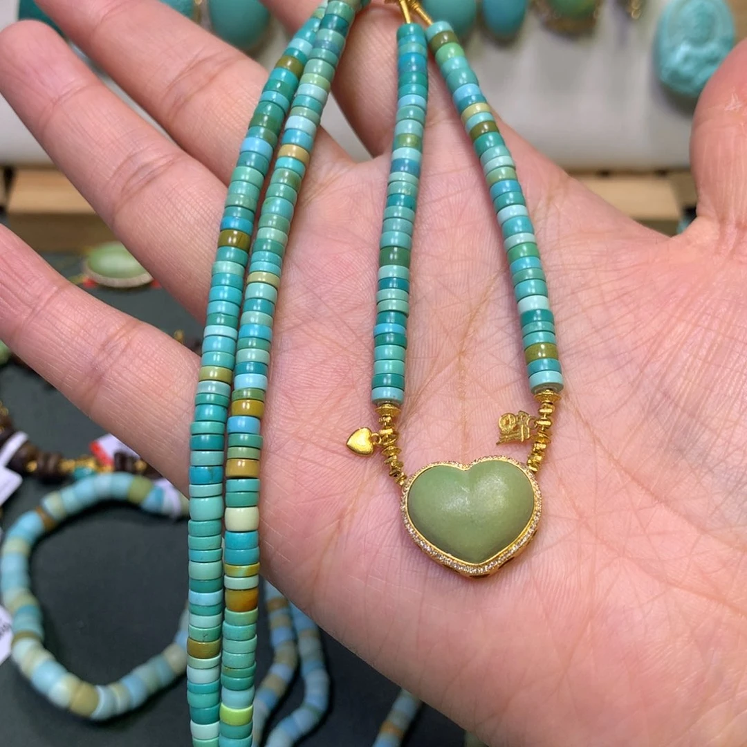 绿松石项链18K金镶嵌