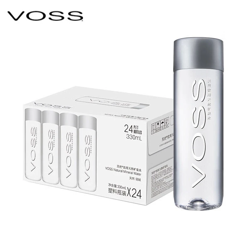 voss芙丝矿泉水330/500ml*24瓶整箱塑料瓶进口天然弱碱性水气泡水