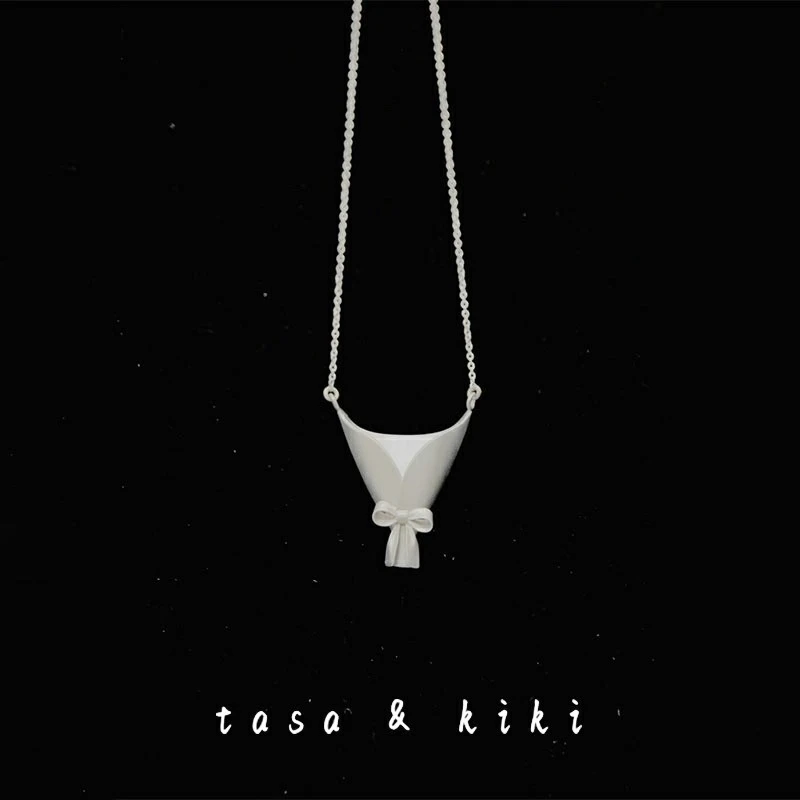 铜合金吊坠 轻奢蝴蝶结吊坠女小众创意DIY插花高级感氛围感锁骨链