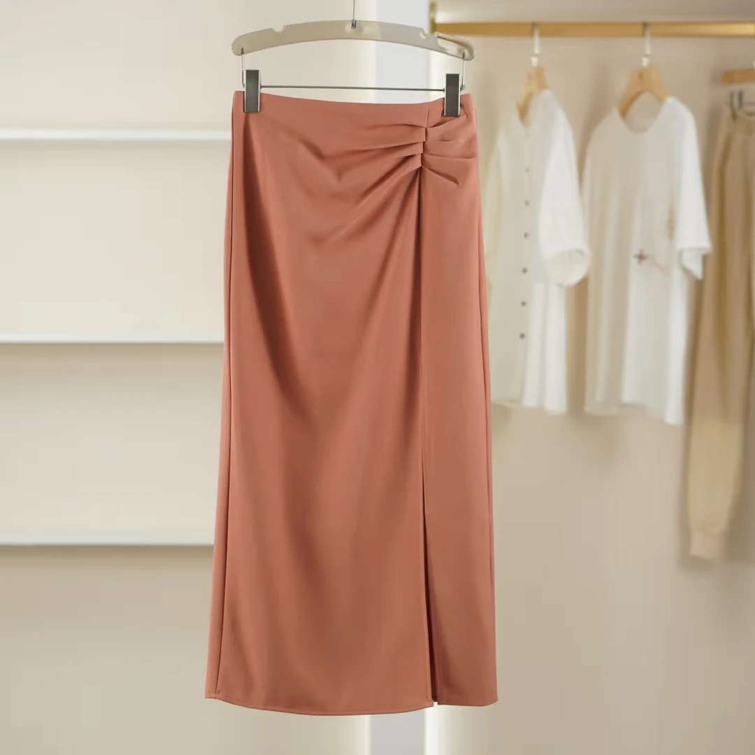 麦迪尚品【Miss-O】50421385 春气质优雅高腰开叉半身裙