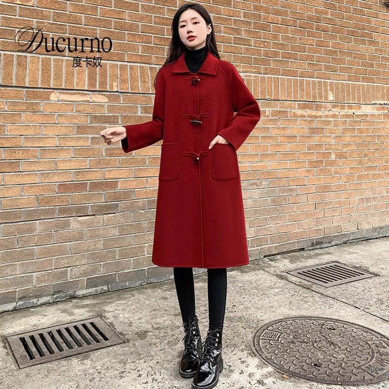 小个子休闲百搭羊毛呢外套2025年秋冬季新款赫本风双面毛呢大衣女