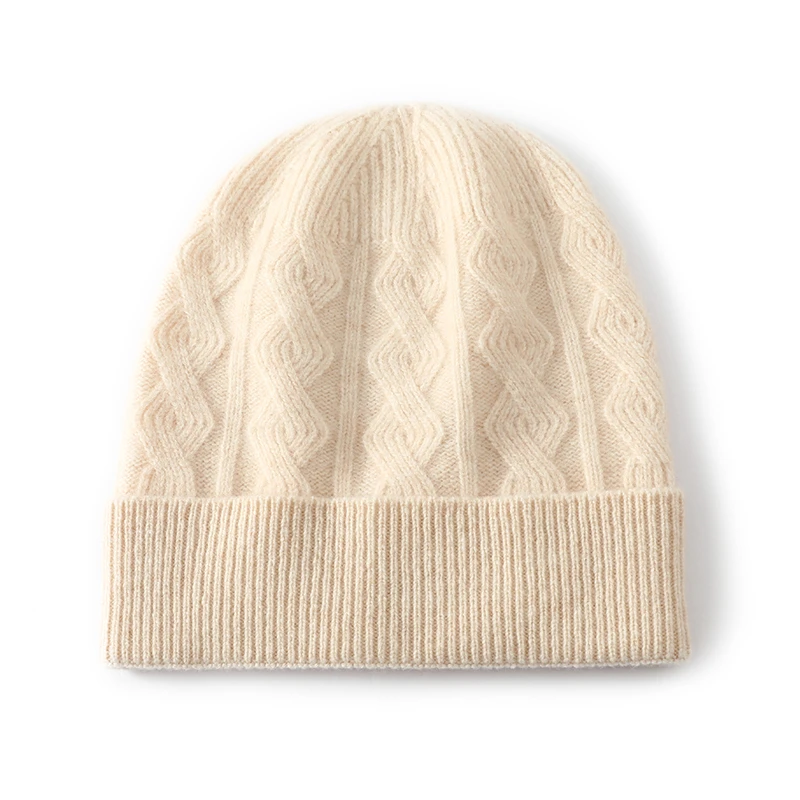 秋冬新款100%纯羊毛帽子女士加厚保暖显脸小百搭毛线包头针织帽男